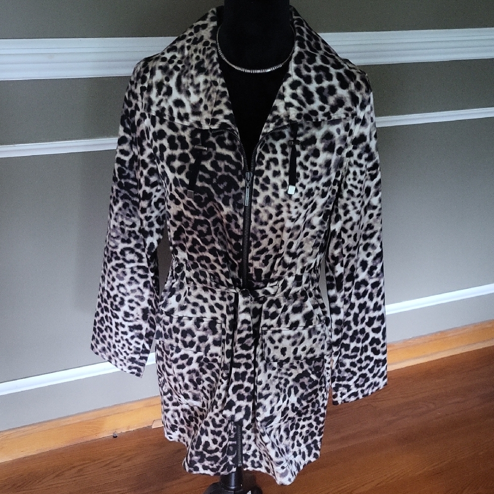 Dana Buchman Women's Animal Print Zip-Up Jacket Size Small